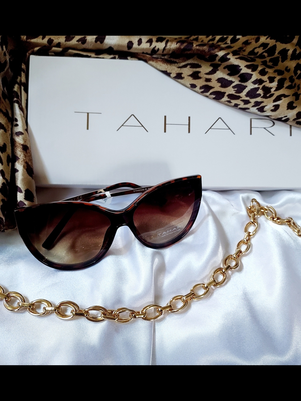 Tahari Women's Brown Tortoise Cat-Eye Sunglasses